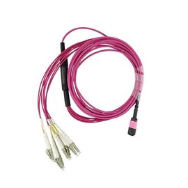 Hembra de MPO 4 a la chaqueta del cable 50/125 OM4 3.0m m LSZH del desbloqueo de la fibra óptica del duplex de X LC